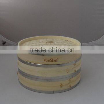 High Quality Bamboo Steamer With Steel Rim photo-2