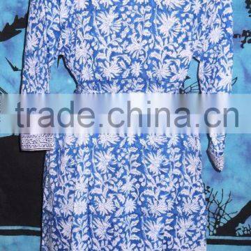Sexy Cotton Kimono Women Long Robe Designer Floral Print Block Printed Kimono photo-2