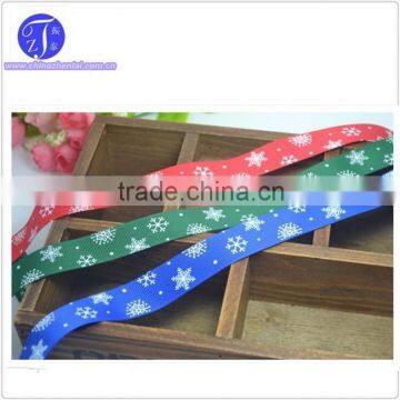 futian market yiwu china supply red snowflake printing single sided grosgrain ribbon 10 15 20 25 38mm                        
                                                Quality Choice