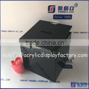 2016 Hot Sale!! Wholesale Black Vot Box With Lock / Small Acrylic Donation Box photo-3