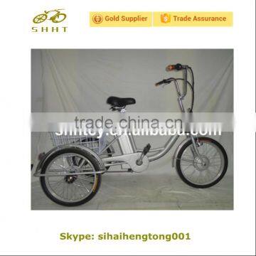 Silver Front 20" Rear 18" Wheels Adult Electric Cargo Tricycle SH-T039