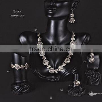 Ring Earring Bracelet Necklace Authentic Turkish Style Jewelry Set Made in Istanbul photo-6