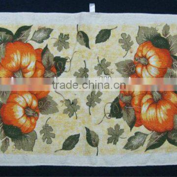 100% cotton kitchen towel print with pumpkin design