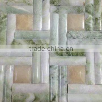 Light green onyx pinwheel shaped mosaic tiles