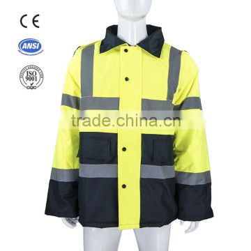 high visibility road traffic winter reflective safety jacket