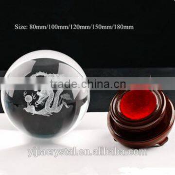 3D Laser Crystal Glass Dragon Ball with Wood Base for Gifts                        
                                                Quality Choice