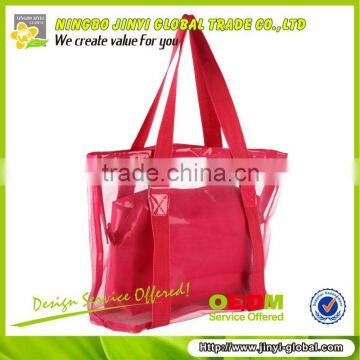 2013 rose red mesh beach bag with match cosmetic pouch 2013 promotional beach bag