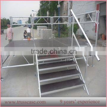 Aluminum portable stage with rails