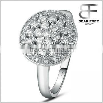 Luxury New Fashion Round shape Cubic zironia Cluster setting 925 Silver wedding ring designs for women ladies