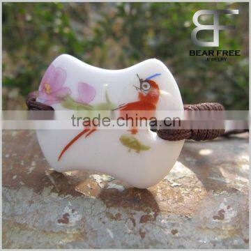 Ethic 4.0*3.5cm Bird Printing Ceramic Bracelet Adjustable Wrist Size