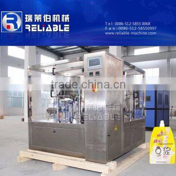 Stand up spout juice pouch filling capping machine