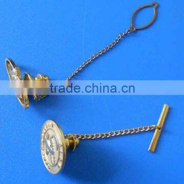 Wholesale custom uniform tie bar tie clips with chain