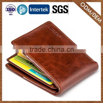 Experienced Factory Custom 100% Leather Nice Quality Mens Genuine Leather Bifold Wallet Purse