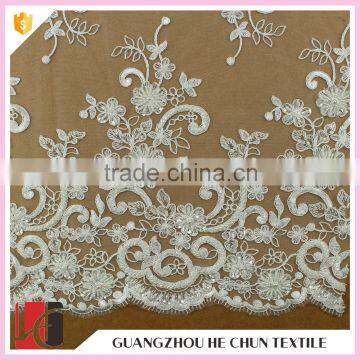 HC-5813-1 Hechun 15 Yards Sale 3D Crochet Design Ivory Migerian Bridal Lace Fabric photo-4