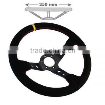 China Supplier for 350mm Wide 90mm Deep Dish Black Suede Aluminum Custom Steering Wheel