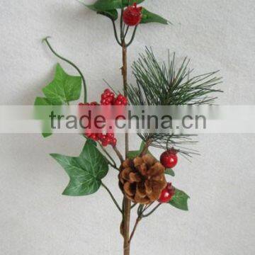 2015 newest special artificial pine needle and foam red berry pick 15" branches pick for chrismas decoration pick