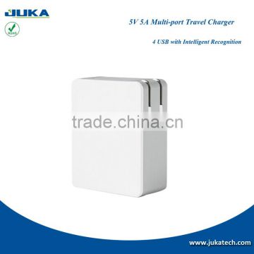 Portable 4 port USB wall charger with US plug, UL, FCC approved