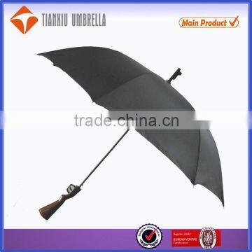 Top quality automatic 28" aluminum double canopy windproof golf umbrella with buttom on gun umbrella