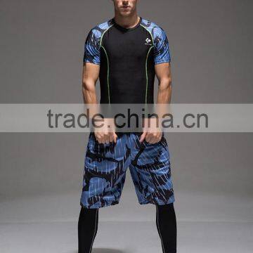 2016 Compression Tights Running Set Men Quick Dry Sports Suit Gym Wear Fitness Short Sleeve T-shirts Shorts photo-4