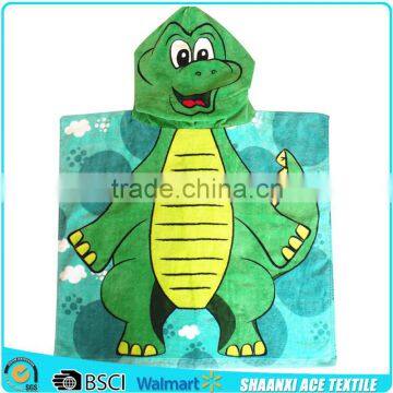 Promotional cartoon Dinosaur printed kids hooded towel/Minnie poncho towel