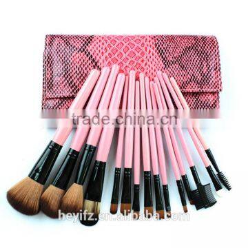 Synthetic Hair Pink Professional Cruelty Free 15PC Snakeskin Pattern Makeup Brush Set