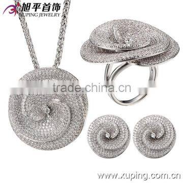 Factory Wholesale Fashion Luxury Heart Rhodium Gold Color Jewelry Set for Wedding Jewelry