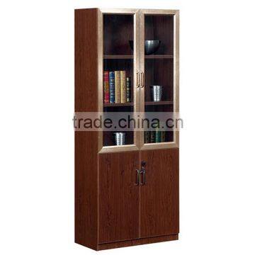 Quanya wood red file cabinet with glass doors office furniture