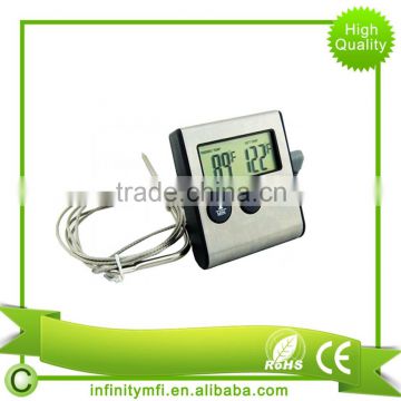 Digital Thermometer for Oven Digital LCD Display Probe Food Thermometer Timer Cooking Kitchen BBQ Meat