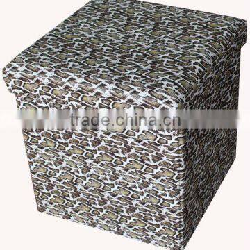 stronger!! Leopard PVC Leather folding storage ottoman