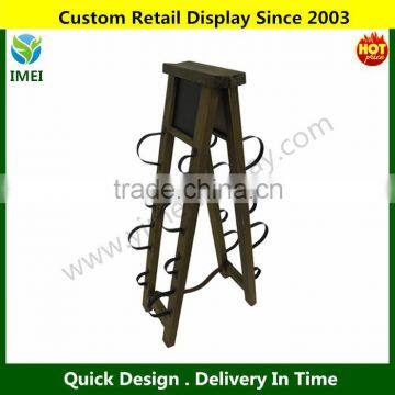 Rustic Wood and Metal Ladder Style Wine Rack 8 Bottle Display YM5-1257