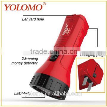 YOLOMO new rechargeable led torch with money detector