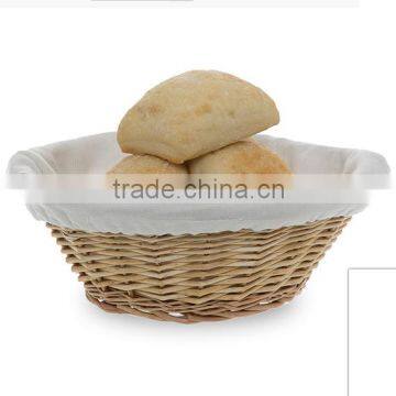 Natural willow bowl with cloth liner bread basket