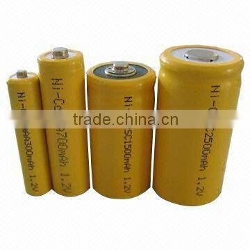 low rate rechargeable ni-cd battery cell 1.2v