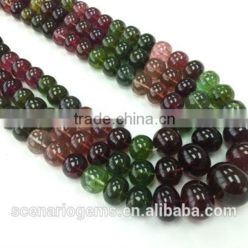 #MMZ1716 Natural Big Size Multi-Color Plain Roundel Gemstone beads Tourmaline Necklace