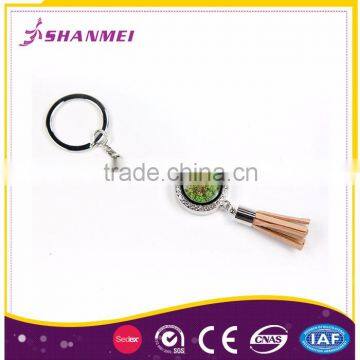 ODM Offered Factory Round Frame Flower Image Custom Metal Key Ring