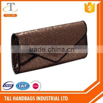 Glitter fashion PU leather evening clutch bag for lady