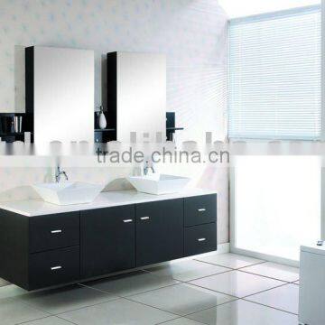 Double basin bathroom cabinet, furniture MDF/Solid wood for hotel