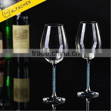 465 ml Set of 2 Handmade Wine Glass Gift Set Blue Crystal Glassware