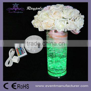 AA battery operated 4 inch round RGB led base under flower vases for wedding centerpieces