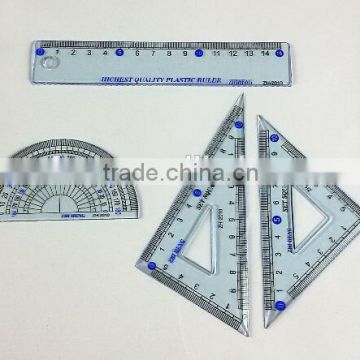 Promotional geometric 14cm 4 PC plastic ruler set , school ruler set , school geometry set