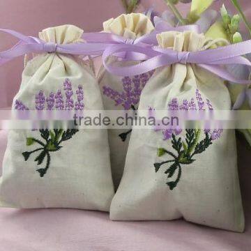 HANDMADE SMALL MINI LINEN BAG WITH SILK RIBBON