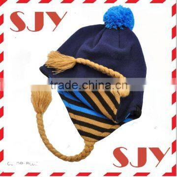 custom kids winter knitted beret caps and hats with earflaps