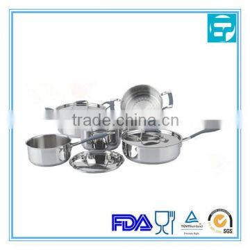 10pcs silicon handle stainless steel induction cookware sets