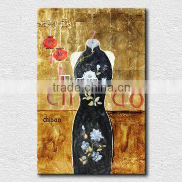 Black Chi-Pao paint pictures oil painting for bedroom wall decoration