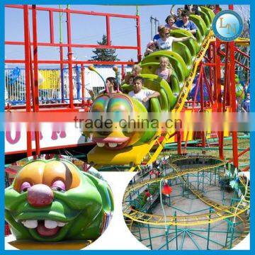 Kids outdoor playgound electric train game playground mini roller coaster Worm Train for sale