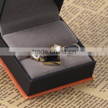 New Arrival Top Wholesale Gold Black Big Stone Rectangle Elegant Design Earrings photo-4