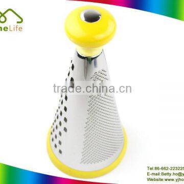 Cone shape manual vegetable kitchen grater with colorful plastic handle