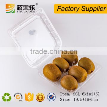 Disposable plastic fruit kiwi packaging box with 6 holes