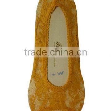 Ladies' fashion orange lace open toe footie socks