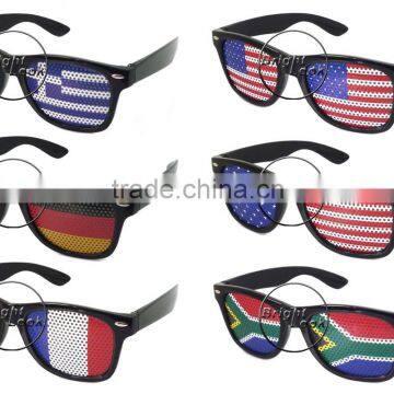 2014 New Collection Pinhole Glasses With Flag printing lens World Cup Promotion 2014 Brazil World Cup Sunglasses (BSP2836)